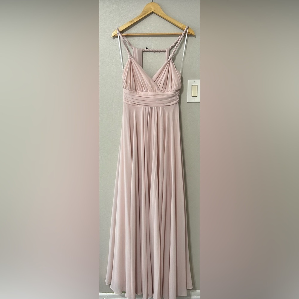 Lulus Carte Blanche Blush Pink Maxi Dress Rope Strap Formal Bridesmaid S - Picture 7 of 15